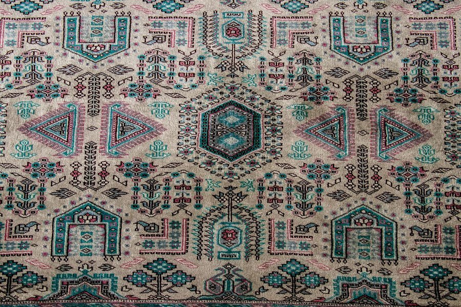 【絨毯】『 パキスタン 絨毯 シルクウール 64万ノット 径337×219cm 15938 』 インテリア カーペット ラグ 家具 カフェ ギャラリー マット_画像4