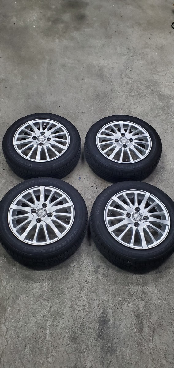 タイヤ付社外アルミホイール中古品　WINRUM R380 155/65R14 タイヤ山有り　ワゴンR ムーヴ等に_画像1