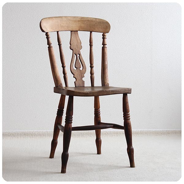 イギリス アンティーク キッチンチェア 木製椅子 古木 英国 家具「ダイニングチェア」V-450