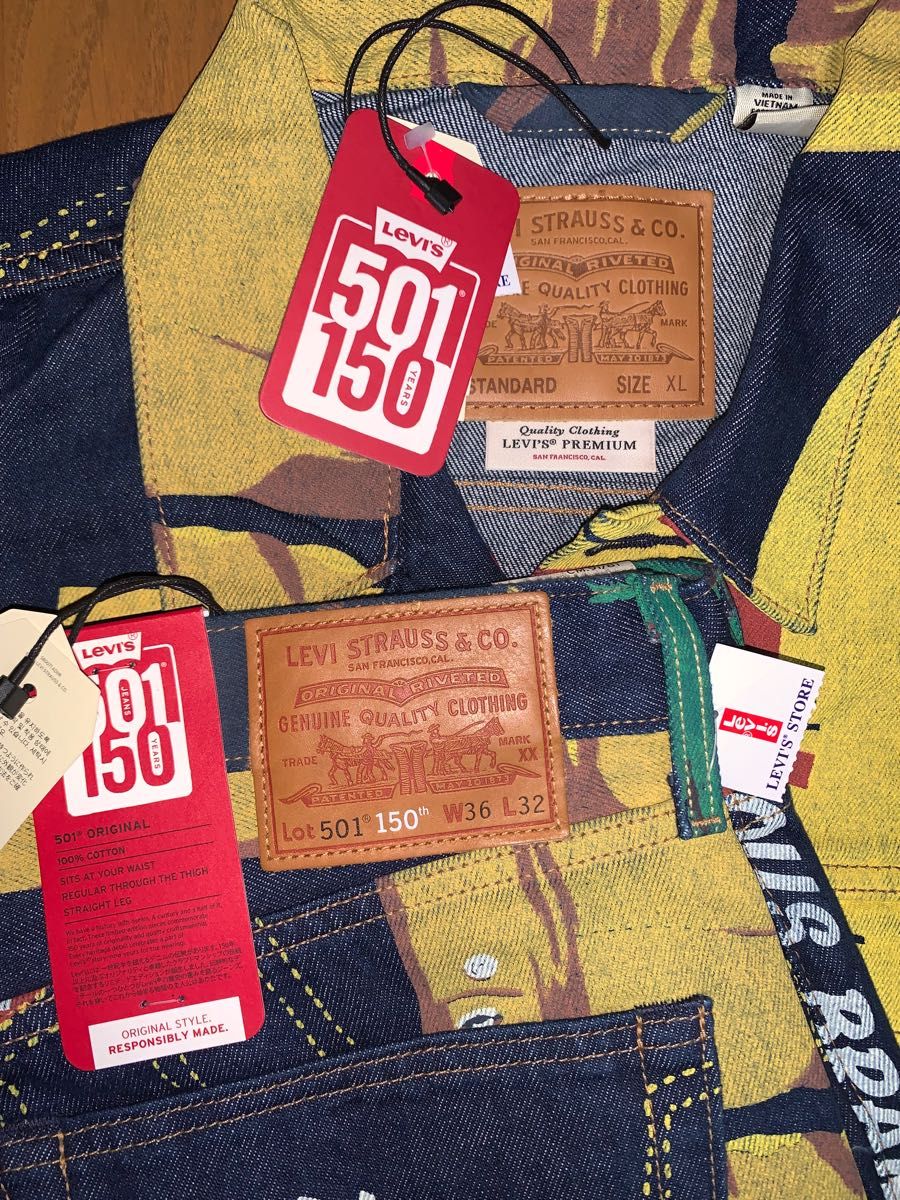 東京銀座オフライン販売 Levi´s 501 150周年記念 BANNER PRINT トート