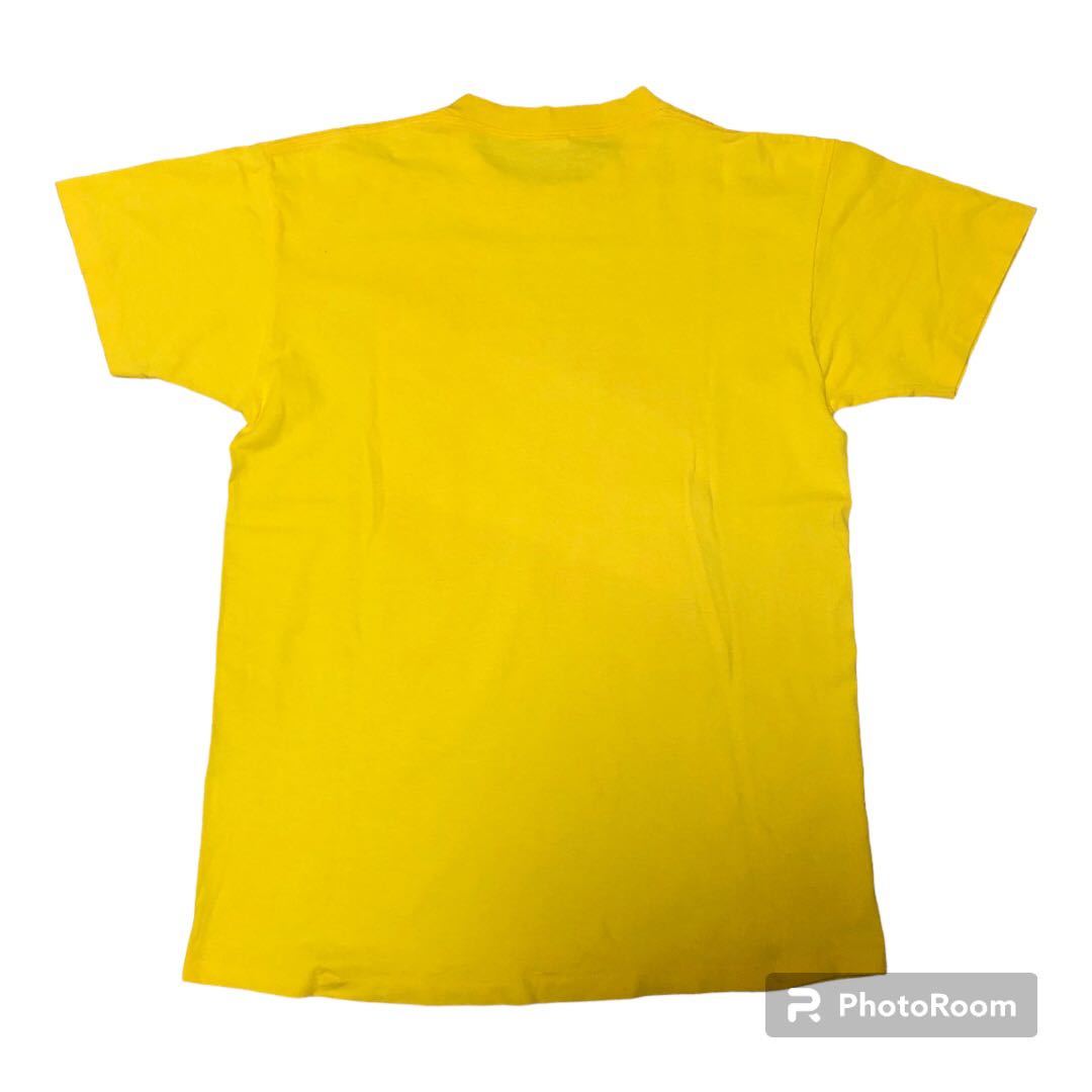 90s USA製 S.O.S 企業ロゴ Tシャツ M イエローの画像2
