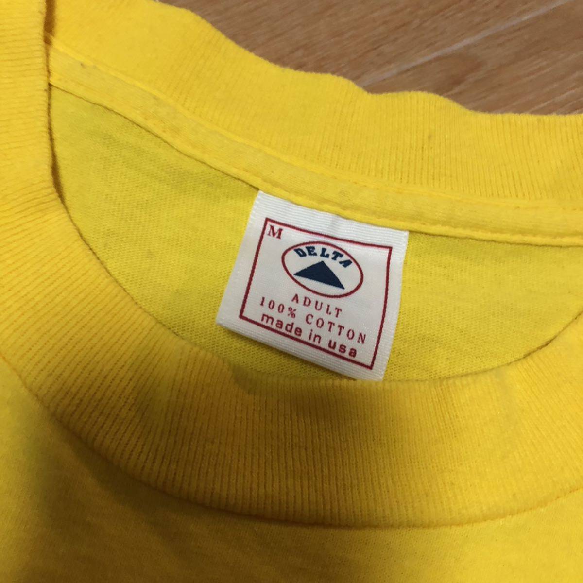 90s USA製 S.O.S 企業ロゴ Tシャツ M イエローの画像5