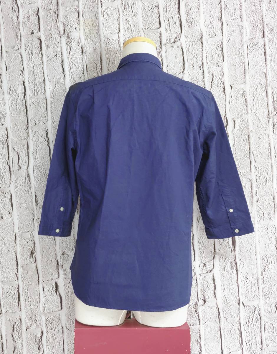 * бесплатная доставка * THE SHOP TK MIXPIECE рубашка одноцветный рубашка Takeo Kikuchi рубашка 7 минут рукав /. минут рукав темно-синий Large