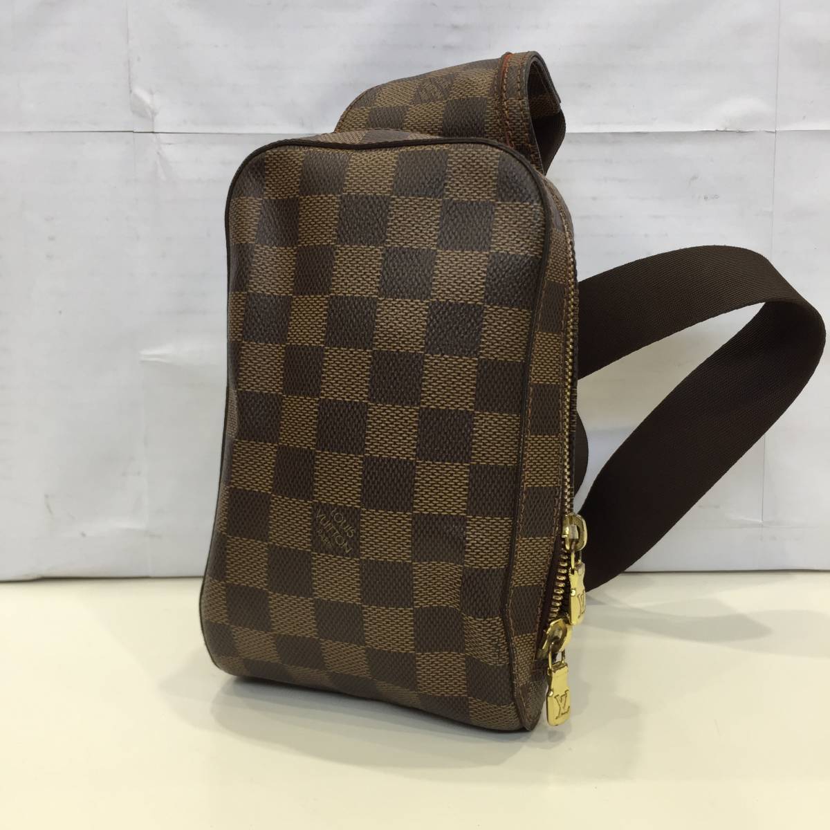 【LOUIS VUITTON ルイヴィトン】N51994 ジェロニモス ダミエ ボディバッグ ブラウン レザー 2306oki_画像1