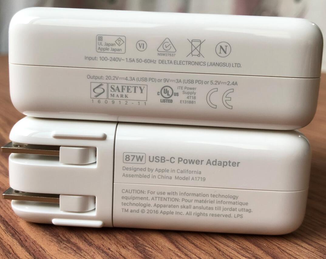 APPLE 87w (A1719) USB-C 電源充電器 16年17年18年19年 USB-C 15インチ MacBook Pro A1707 A1990 用ACアダプター_画像2