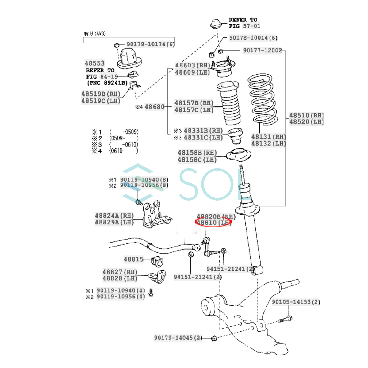 レクサス GS350(GRS191 GWS191 URS190 UZS190) IS250(GSE20 GSE21) フロント スタビリンク ナット付 左側 48810-30070 出荷締切18時_画像2