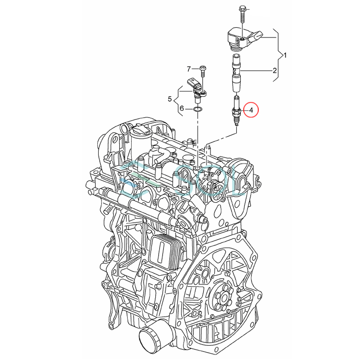 VW ポロ(6R1 6C1 AW1 BZ1) ティグアン(AD1 AX1) 1.4 ダブルプラチナ スパークプラグ 4本セット(1台分) BOSCH製 Y5KPP332 04E905601B_画像3