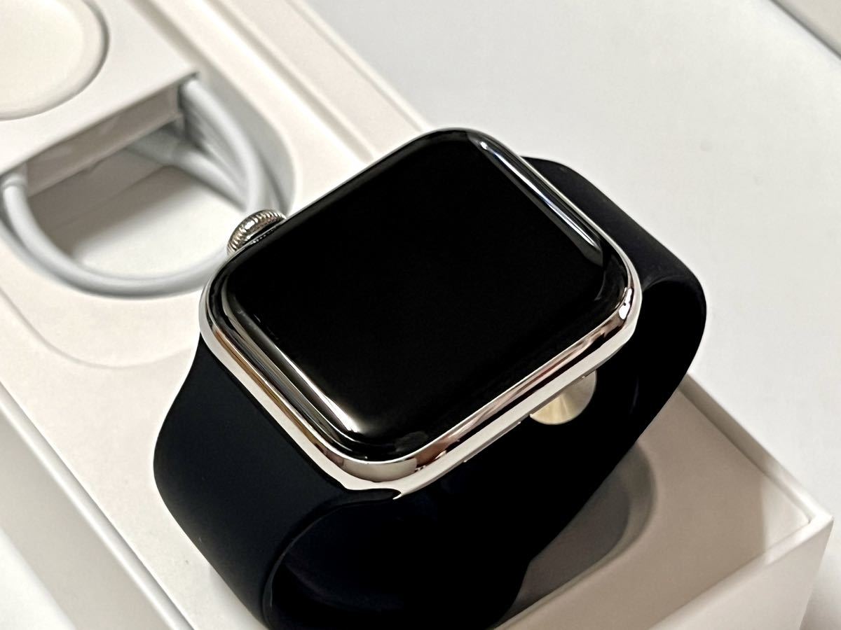 ★ 即決 送料無料 ★ Apple Watch Series 5 40mm アップルウォッチ シルバー ステンレススチール GPS Cellular  新品社外バンド付き