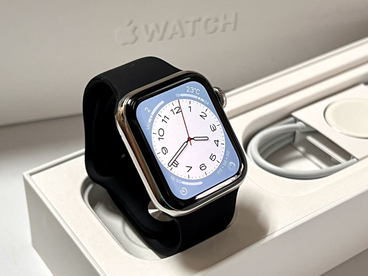 ★ 即決 送料無料 ★ Apple Watch Series 5 40mm アップルウォッチ シルバー ステンレススチール GPS Cellular  新品社外バンド付き