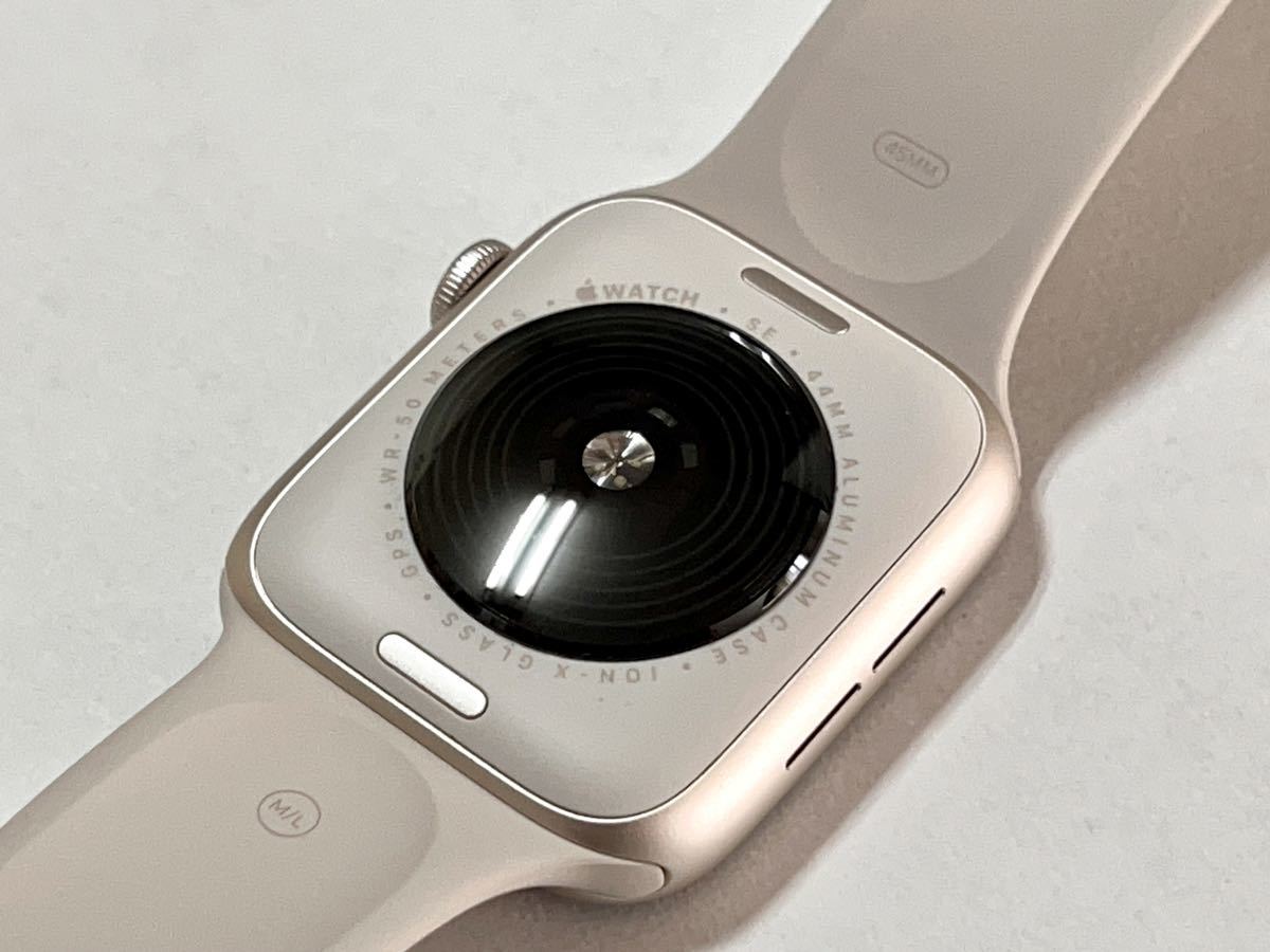 ★ 美品 バッテリー100% ★ Apple Watch SE 第2世代 44mm アップルウォッチ スターライト アルミニウム GPS 純正品  スポーツバンド