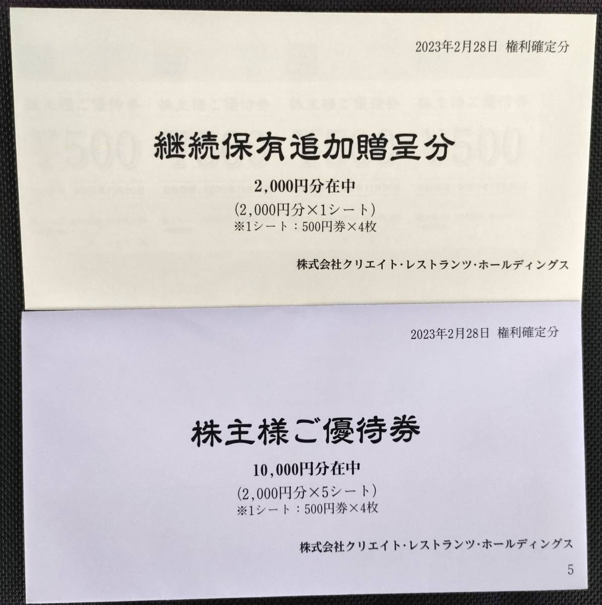 正規店お得 クリエイトレストランツ 株主優待券 12000円分 匿名追跡