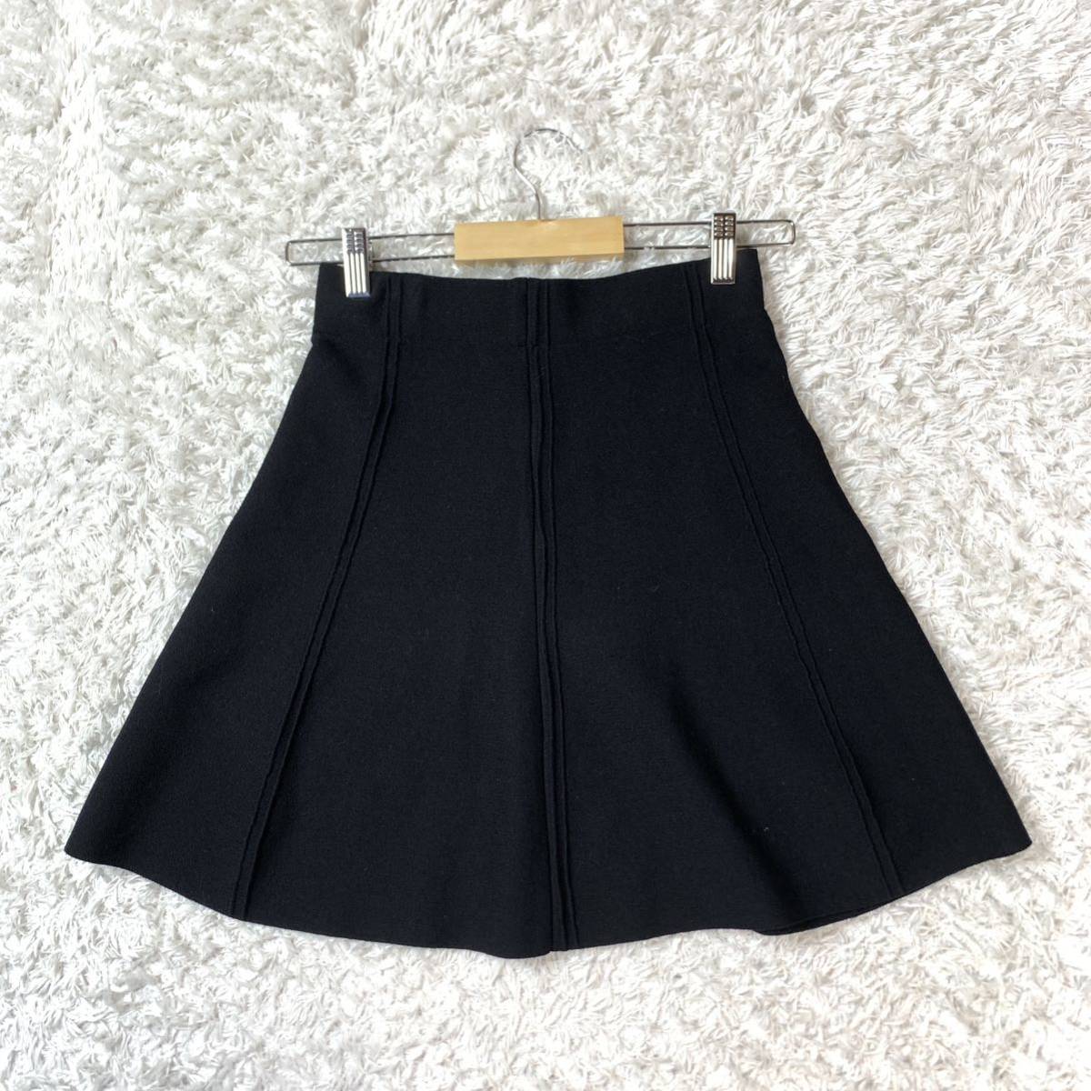 新品タグ付き ZARA BASIC ザラベーシック フレアスカート ひざ丈スカート ブラック 黒 XS YA3490_画像8