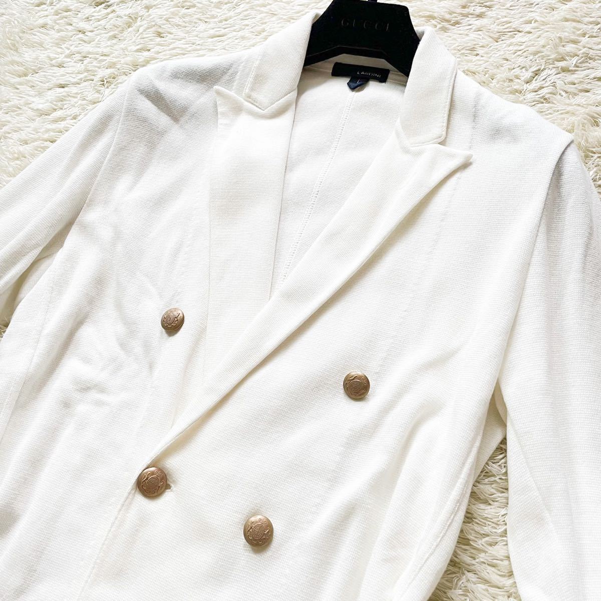 極美品 ラルディーニ LARDINI 金ボタン 伸縮ストレッチ ニット