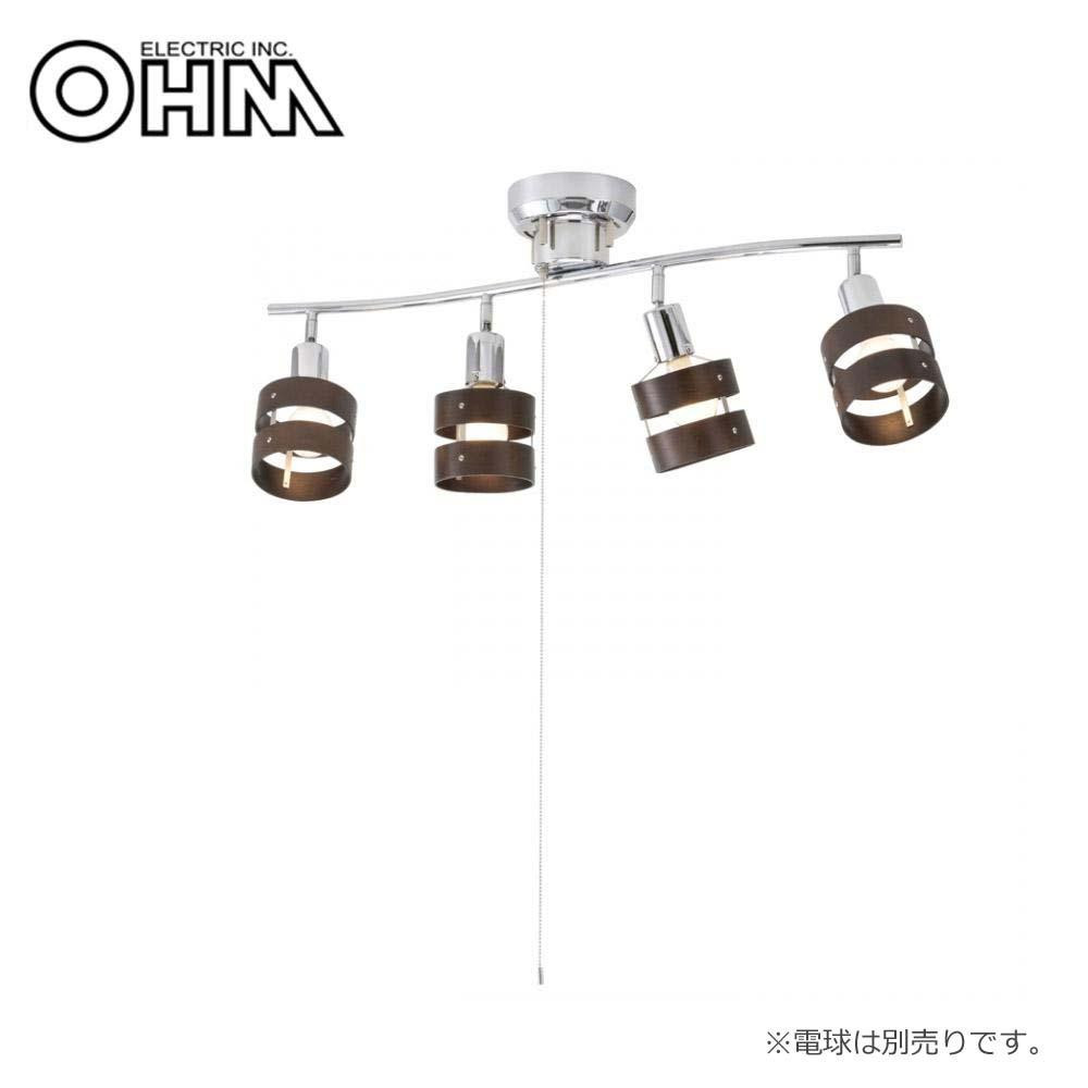 オーム電機 OHM 室内照明器具 4灯シーリングライト ウッドリング 電球別売 LT-YN40BW