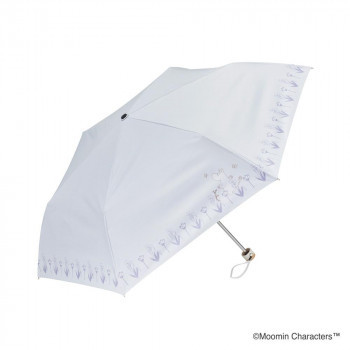MOOMIN 晴雨兼用傘 折りたたみ傘 50cm ムーミンと花畑 ホワイト S350-0812WH1-BG_画像1