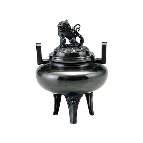 注目ブランドのギフト 高岡銅器 香炉 平丸獅子蓋 古手色 131-05 仏壇