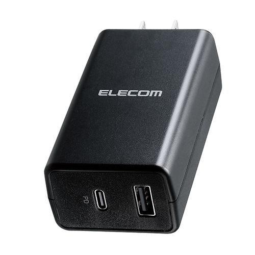 エレコム ACアダプター スマホ充電器 タイプCポート×1 USB-Aポート×1 コンパクト ブラック ACDC-PD1757BK_画像1