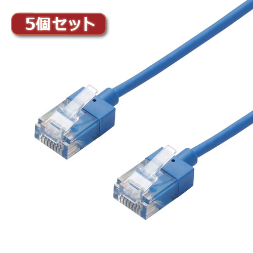 5個セットエレコム LANケーブル/CAT6A/スーパースリム/3m/ブルー LD-GPASS/BU3X5_画像1