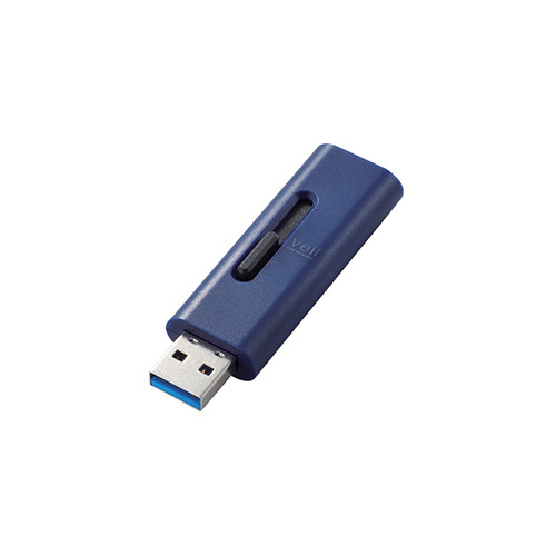 【5個セット】エレコム USBメモリー/USB3.2(Gen1)対応/スライド式/128GB/ブルー MF-SLU3128GBUX5