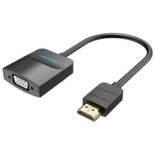 VENTION HDMI to VGA 変換ケーブル 1方向タイプ イヤホンジャック付 給電仕様 0.15m Black 42-2663_画像1