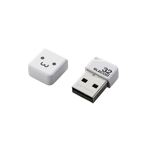 エレコム USBメモリ/USB2.0/小型/キャップ付/32GB/ホワイト MF-SU2B32GWHF_画像1