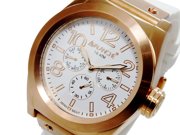 アバランチ AVALANCHE クオーツ メンズ 腕時計 AV1027-WHRG ホワイト_画像2