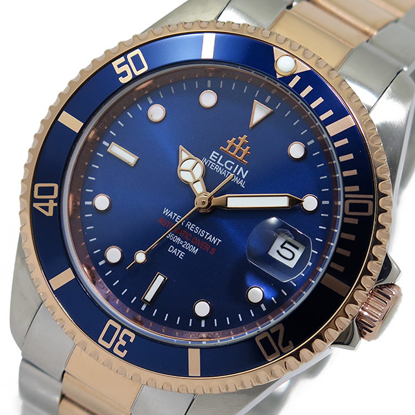 エルジン ELGIN 自動巻き メンズ 腕時計 FK1405PS-BL ブルー ブルー