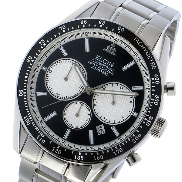エルジン ELGIN クロノ クオーツ メンズ 腕時計 FK1401S-B ブラック ブラック