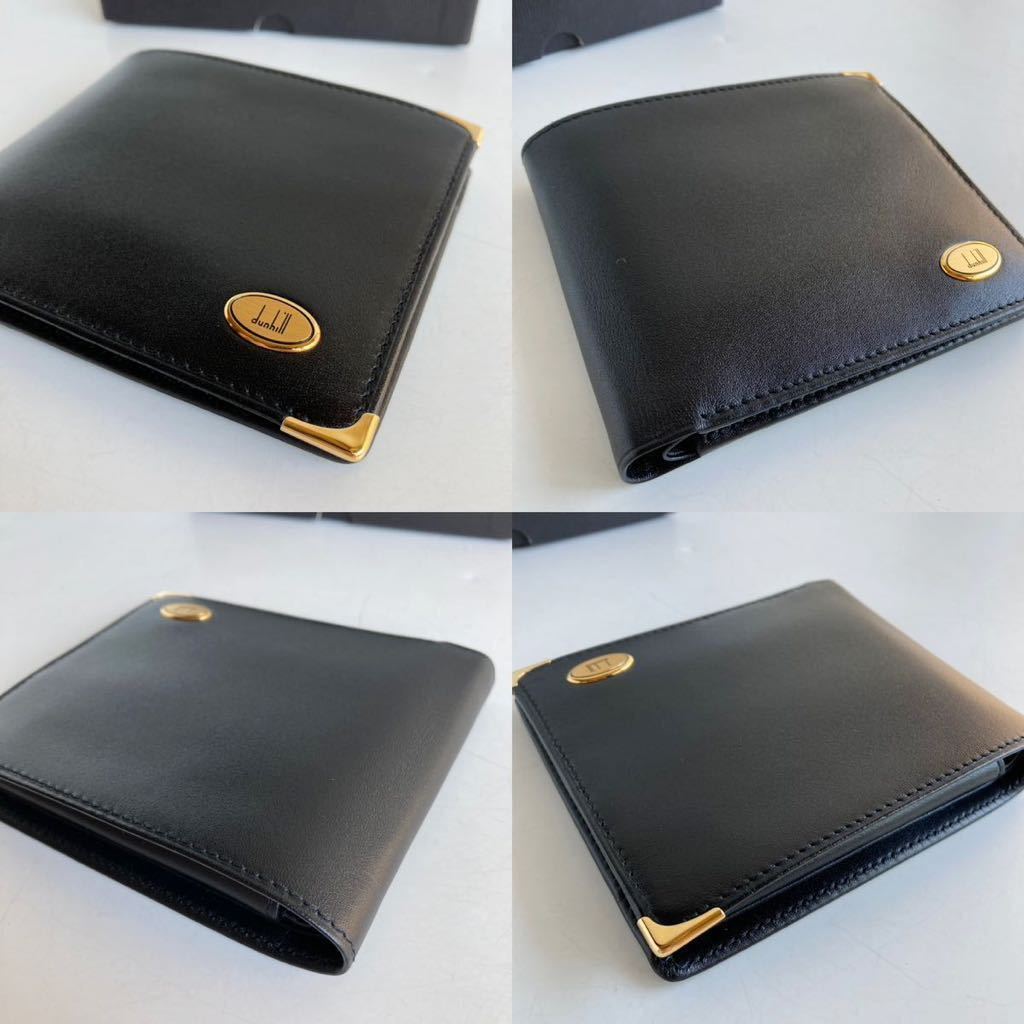 未使用　dunhillオックスフォード 二つ折り財布　カーフレザー　ダンヒル　財布　WN3400a ブラック　牛革　レザー　デッドストック