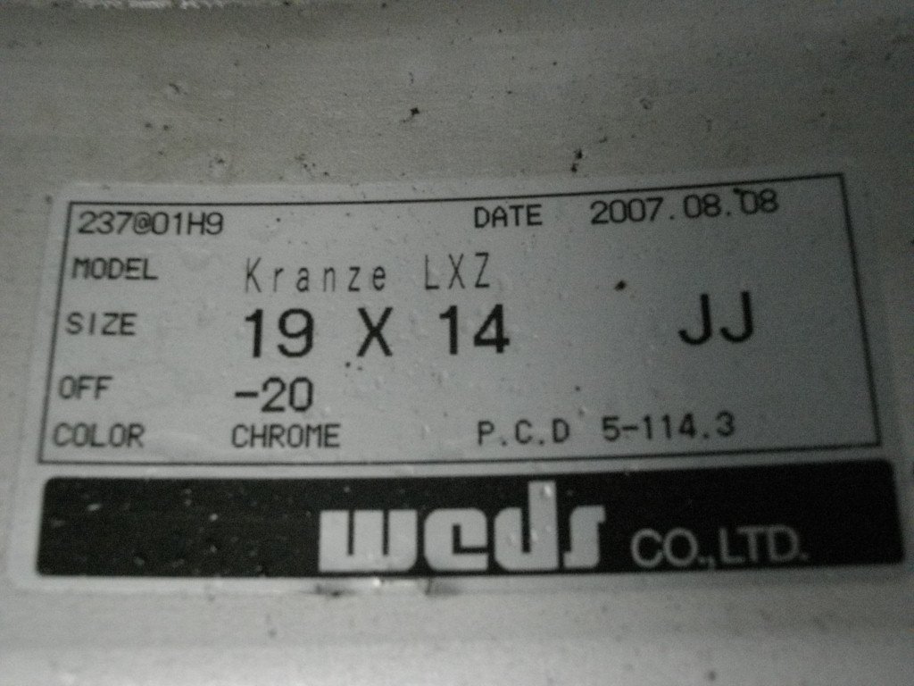 H【750】再塗装品 WEDS ウェッズ クレンツェLXZ 19インチ14J インセット-20 5H 114.3 355/25R19 おまけタイヤ付き 1本のみ_画像10