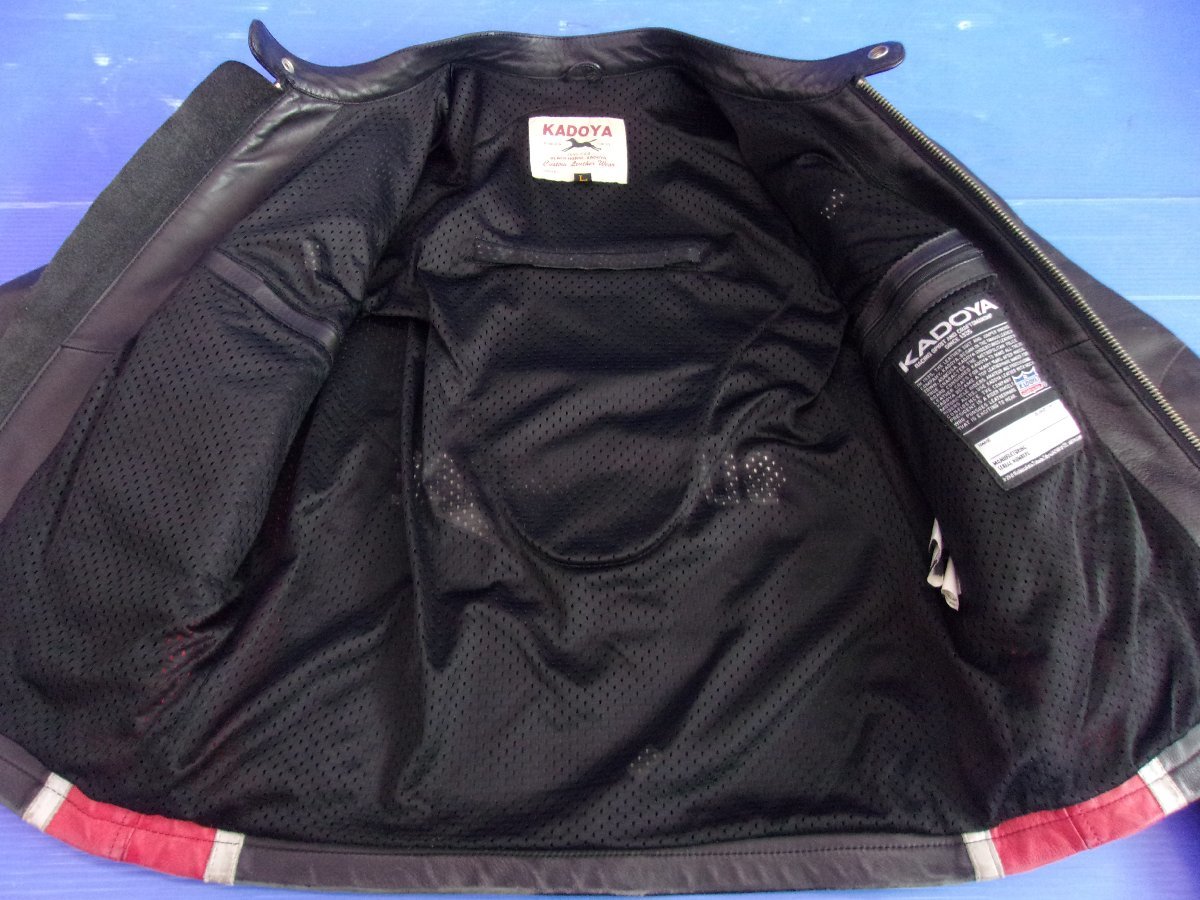 T[767]KADOYA Kadoya BHR leather jacket L size black hose racing 