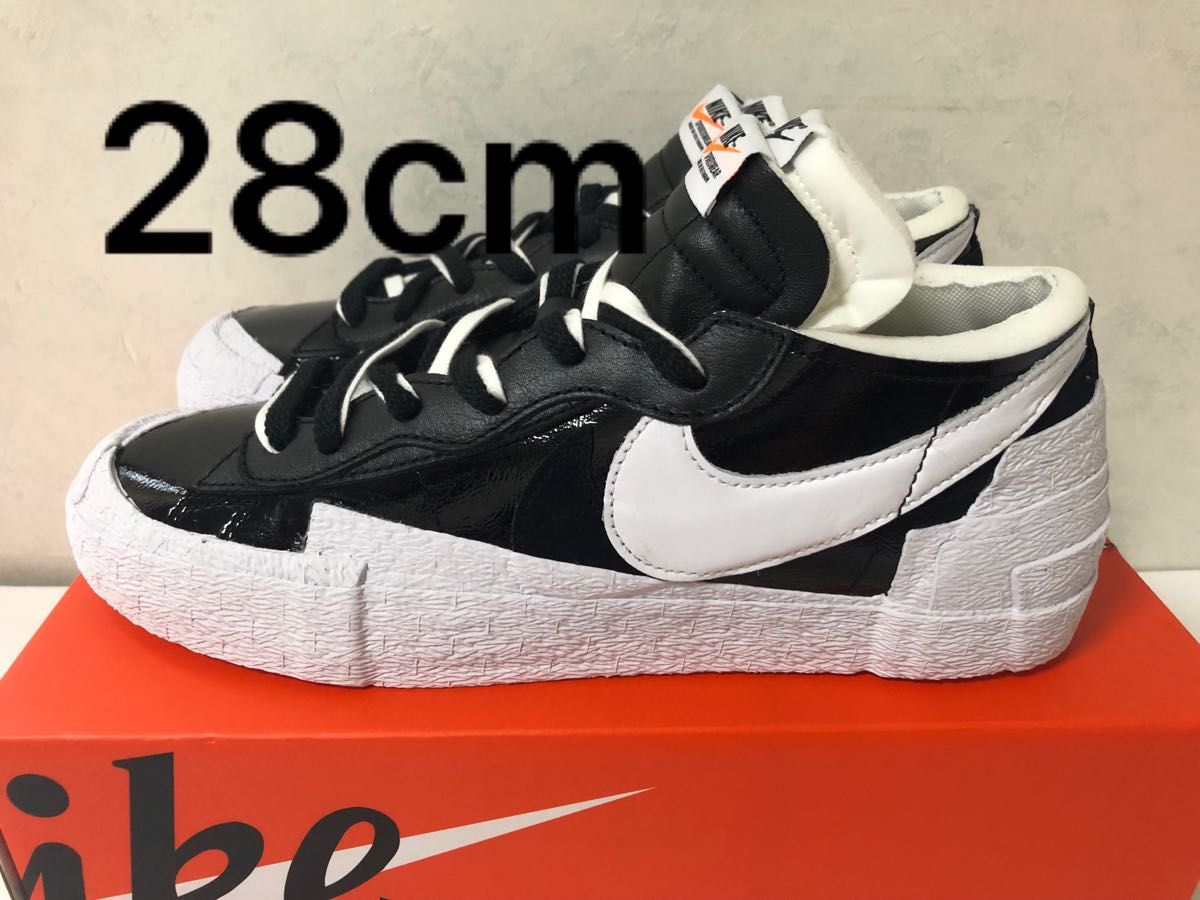 28cm NIKE BLAZER LOW SACAI 黒 白 ブラック ホワイト パンダ ナイキ ブレーザー サカイ ダンク 