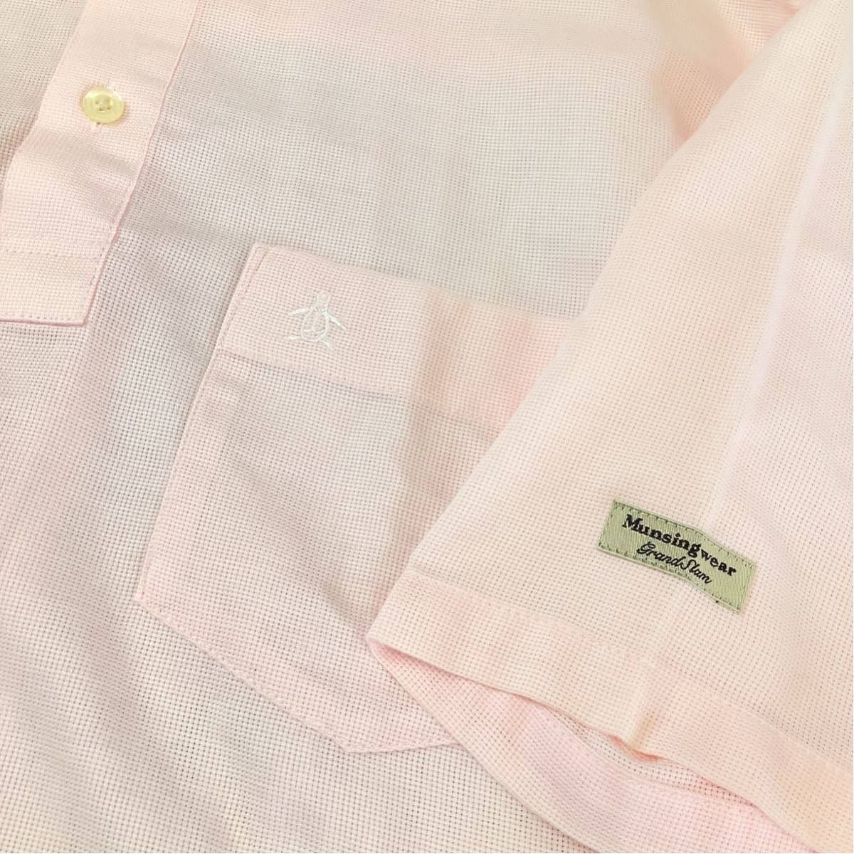 極美品 Munsingwear マンシングウェア 半袖シャツ ゴルフシャツ メンズ Mサイズ ピンク golf_画像4