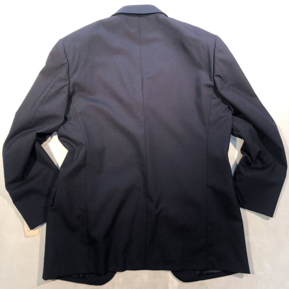 新品【サイズA7 XL★スペア付き】3Bシングルスーツ ネイビー系 背抜き ノーベンツ 2タック 激安スーツ 背広 メンズセットアップ ウール100%_画像5