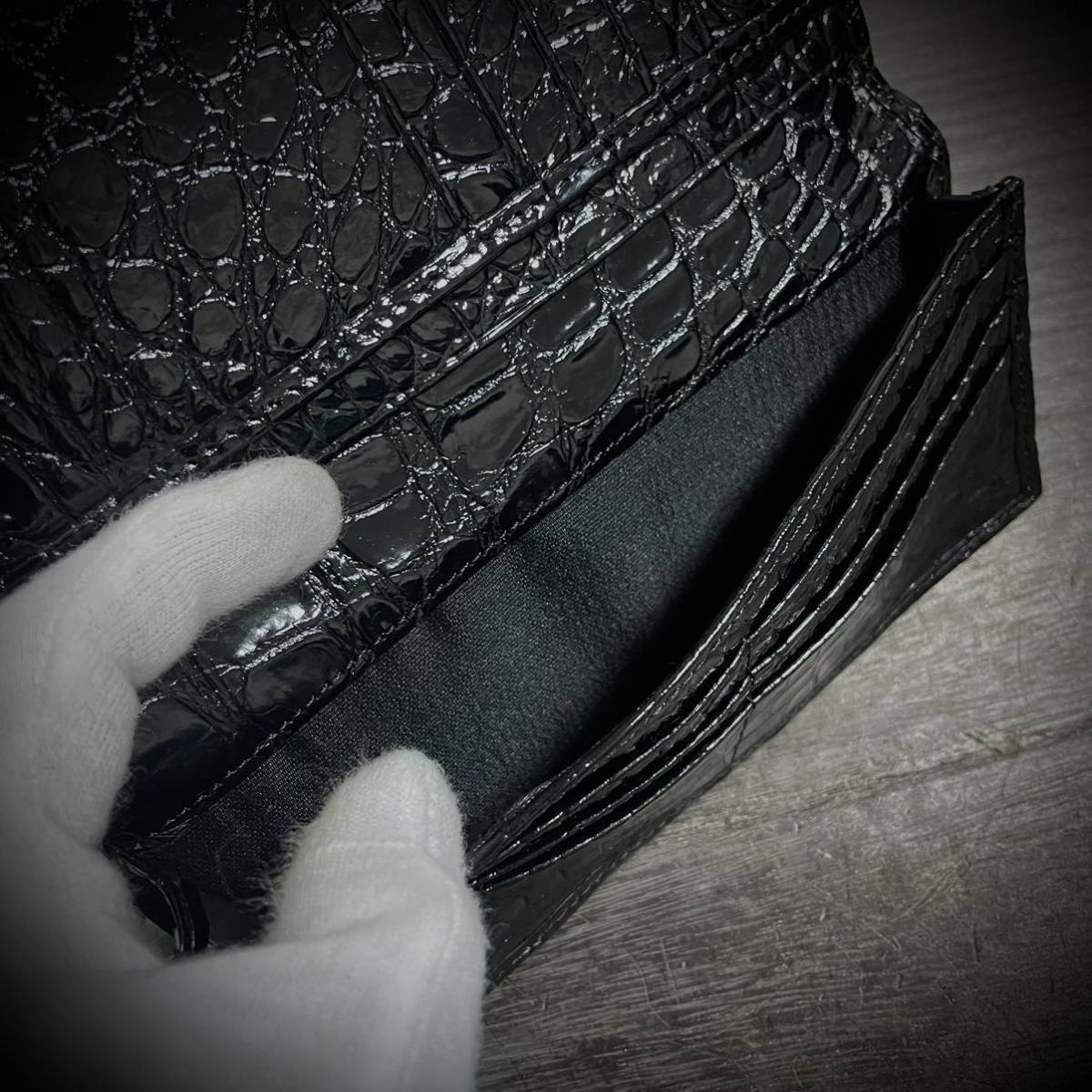 無双】 高級 クロコダイル レザー 財布 無双 小銭入れ無タイプ 札入れ