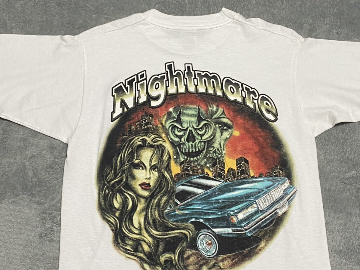 90's フルーツオブザルーム Nightmare ローライダー スカル レディ プリントTシャツ Mサイズ ビンテージ古着 lowrider チカーノ ギャング