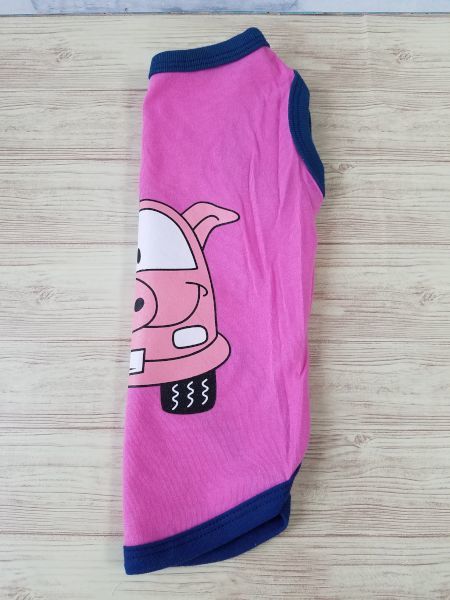ピンク色の車ブタのプリント犬服　4号サイズ_画像6