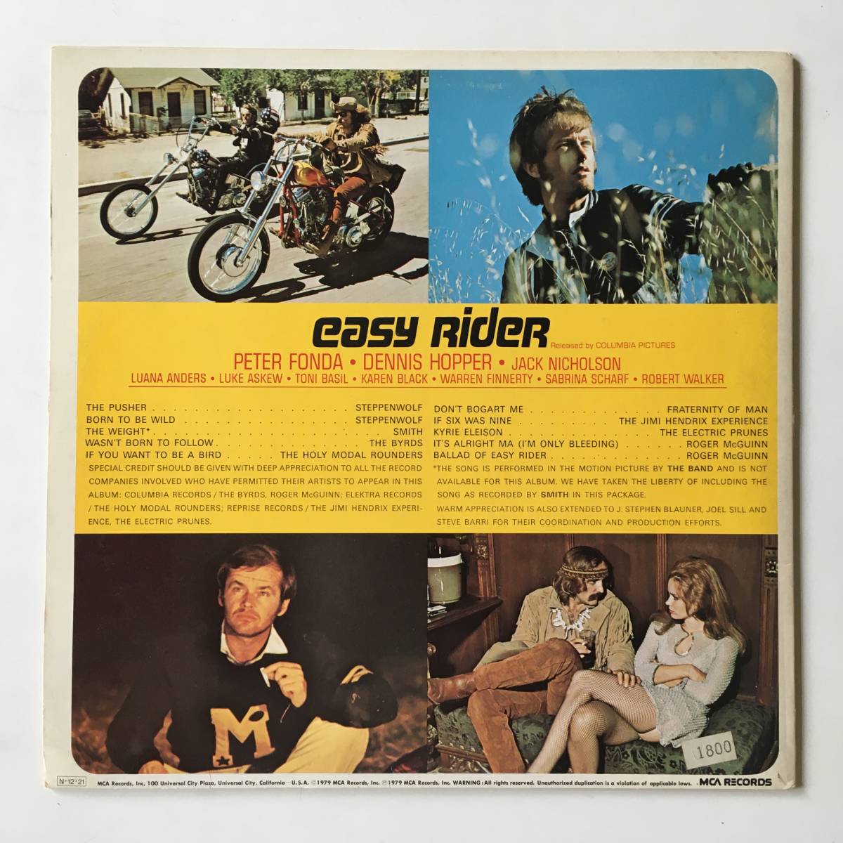 2362●Easy Rider(Soundtrack)/P-11558/Steppenwolf The Pusher/Jimi Hendrix Experience/Roger McGuinn/12inch LP アナログ盤_画像2