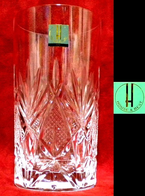 売切 HOYA クリスタル 切子 グラス 1客 容量大:290cc 日本製 未使用品 B/F、寸法φ上66/下58×H120mm、重量230ｇ、口元厚1.2mm、底厚13mm_画像2