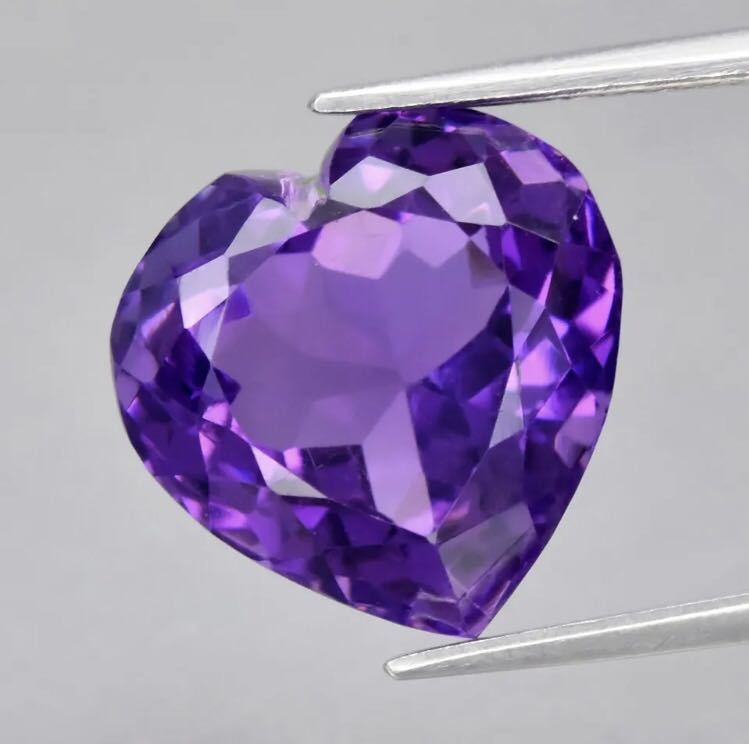 非加熱 天然パープルアメジスト 6.68 Ct カラット ハート型