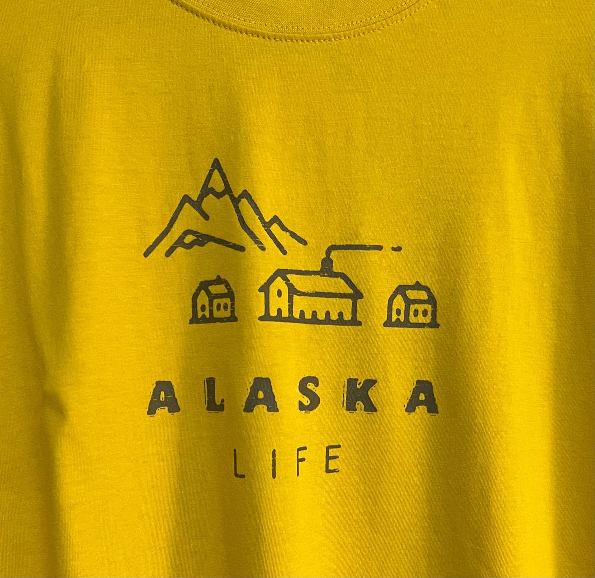 黄色いTシャツ　ALASKA LIFE men'sMサイズ 長袖Tシャツ