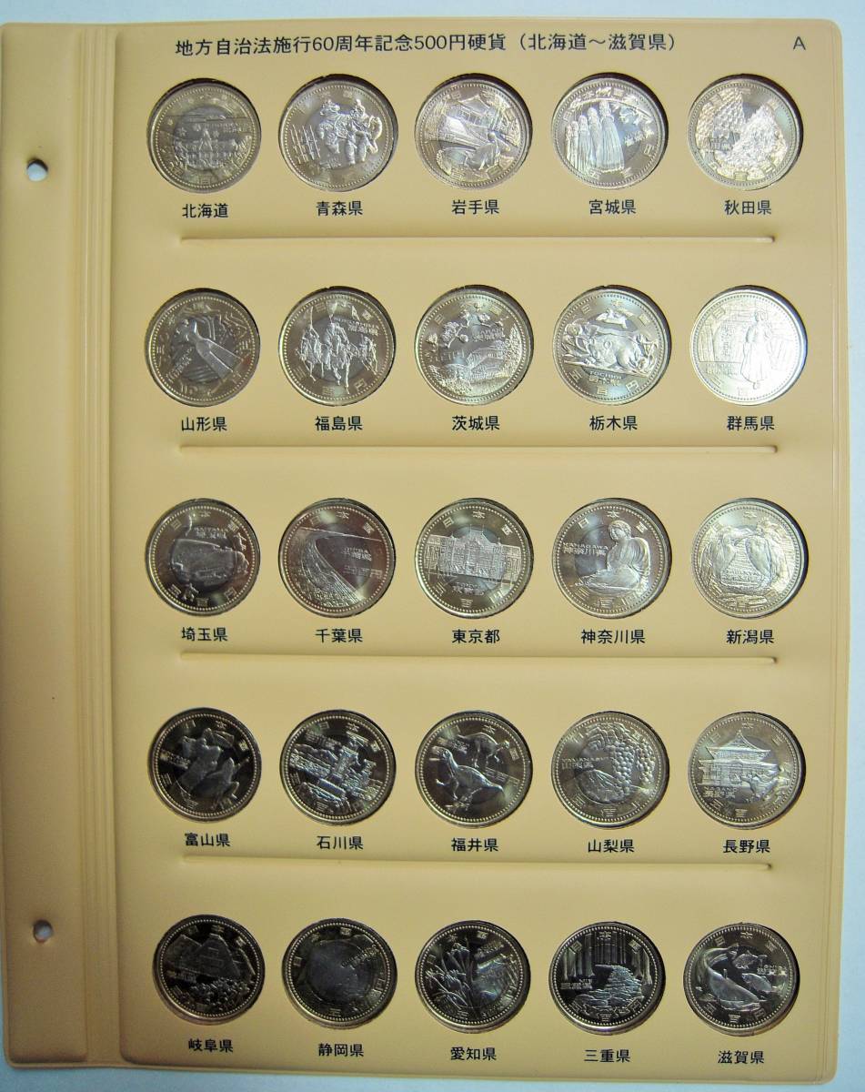 地方自治法施行60周年記念 500円 バイカラークラッド貨幣 47都道府県