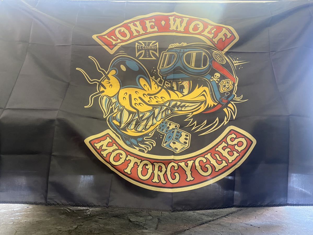 LONE WOLF バーナー フラッグ 旗 ガレージ 雑貨 アメリカン 装飾 看板 旗 グッツ ポスター 犬 インテリア 150×90の画像4