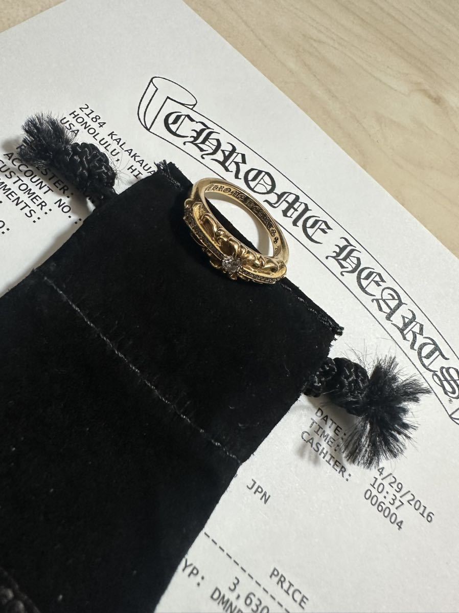 CHROME HEARTS 22K BABY CLASSIC FLORAL CROSS RING PAVE DIAクロム