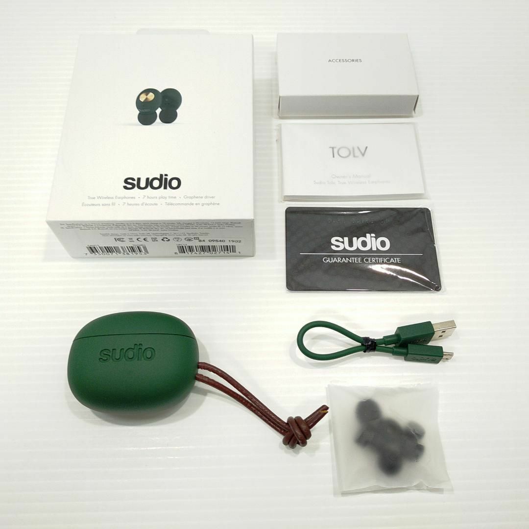 美品 Sudio 完全ワイヤレスイヤフォン TOLV Green SD-0045　　　／管理：575_画像1