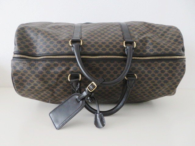 S06 CELINE セリーヌ マカダム柄 PVC/レザー ボストンバッグ 小