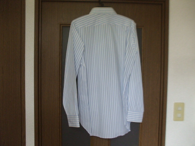 ドレイクス　DRAKE'S　ストライプ柄　長袖シャツ　ワイシャツ　39　水色　MADE IN JAPAN　綿100%　　_画像2