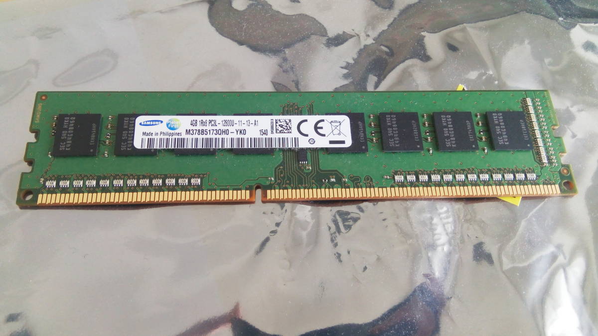 Samsung 4GB 1Rx8 PC3L 12800 デスクトップ用 メモリ 240ピン DDR3 M378B5173QH0_画像1