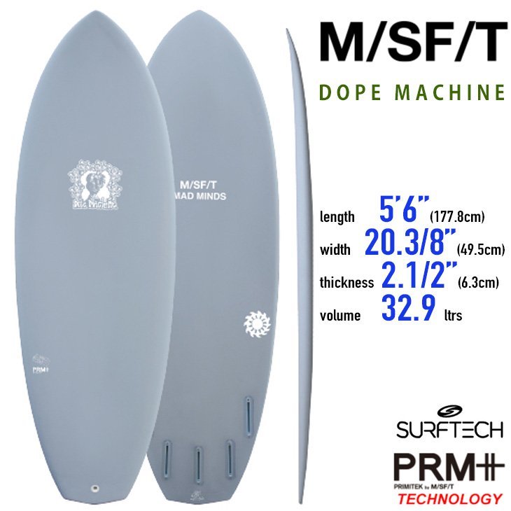 ■M/SF/T - Dope Machine - 5'6(168cm)■小波でのスピードと反発力 PRIMITEK仕様 EPS+EPOXY SURFTECH MISFIT ミスフィット MISFIT