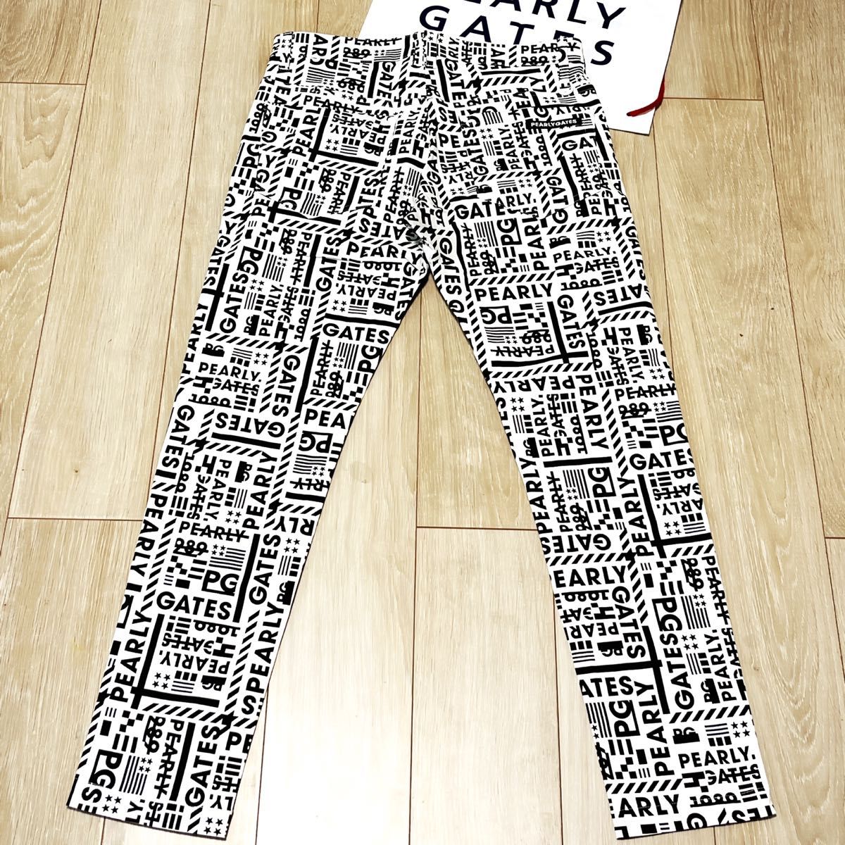 美品 パーリーゲイツ パンツ 4 メンズ Mサイズ ホワイト ブラック